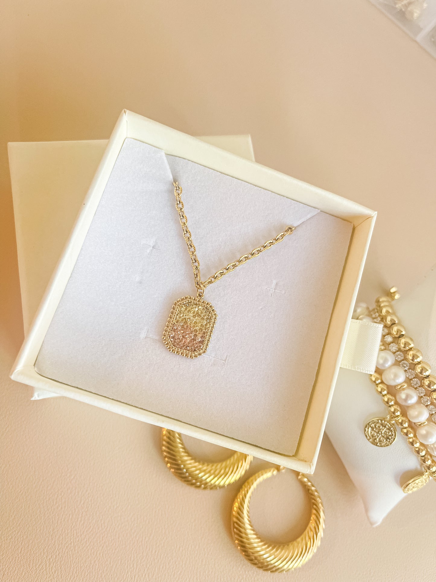 Champagne Zircon Pendant Necklace